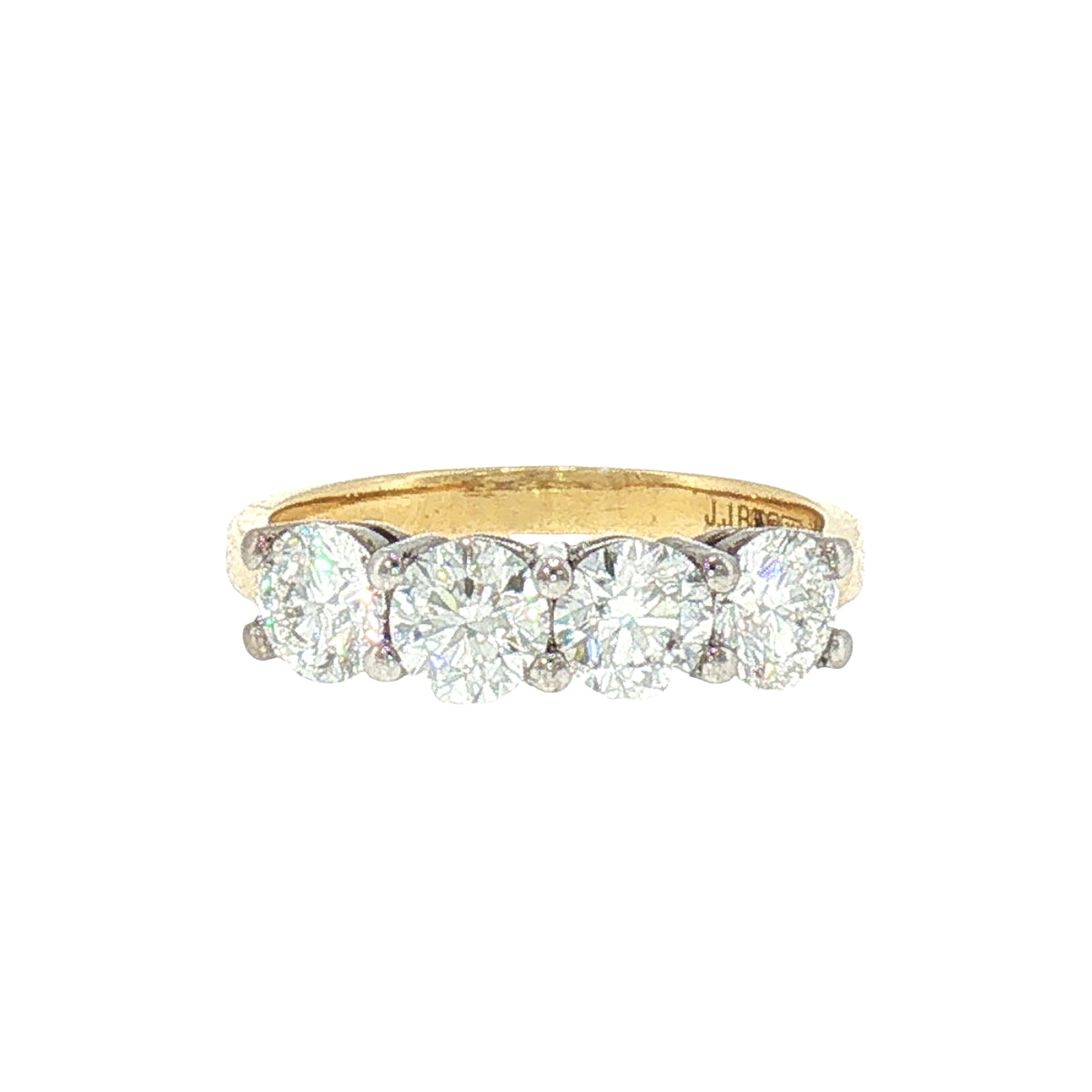 4 Stone 1.61ct Natural Diamond Ring in 18ct Yellow Gold
