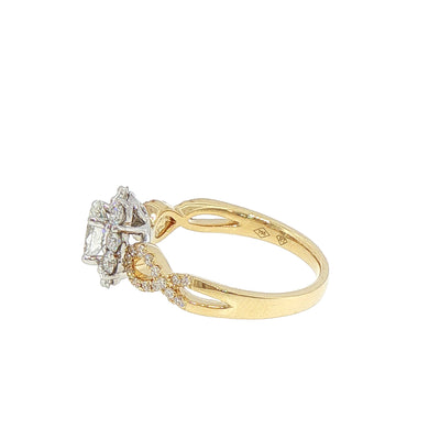 Oval Solitaire Split Natural Diamond Set Band Engagement Ring in 18ct Gold