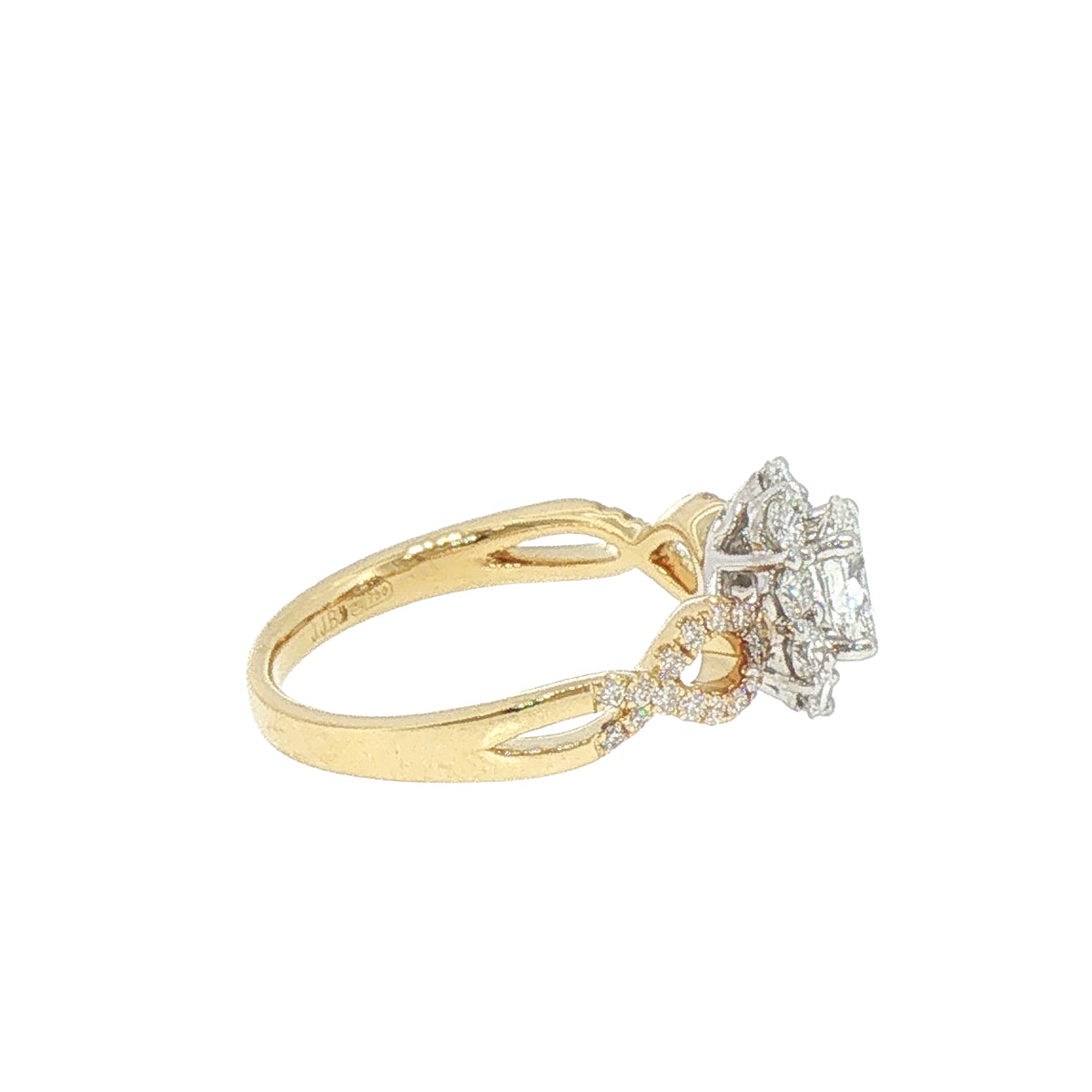 Oval Solitaire Split Natural Diamond Set Band Engagement Ring in 18ct Gold
