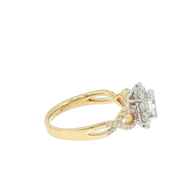 Oval Solitaire Split Natural Diamond Set Band Engagement Ring in 18ct Gold