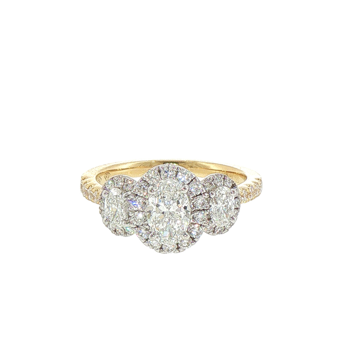 1.20ct Oval Natural Diamond Halo Engagement Ring in 18ct Yellow Gold