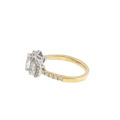 1.20ct Oval Natural Diamond Halo Engagement Ring in 18ct Yellow Gold