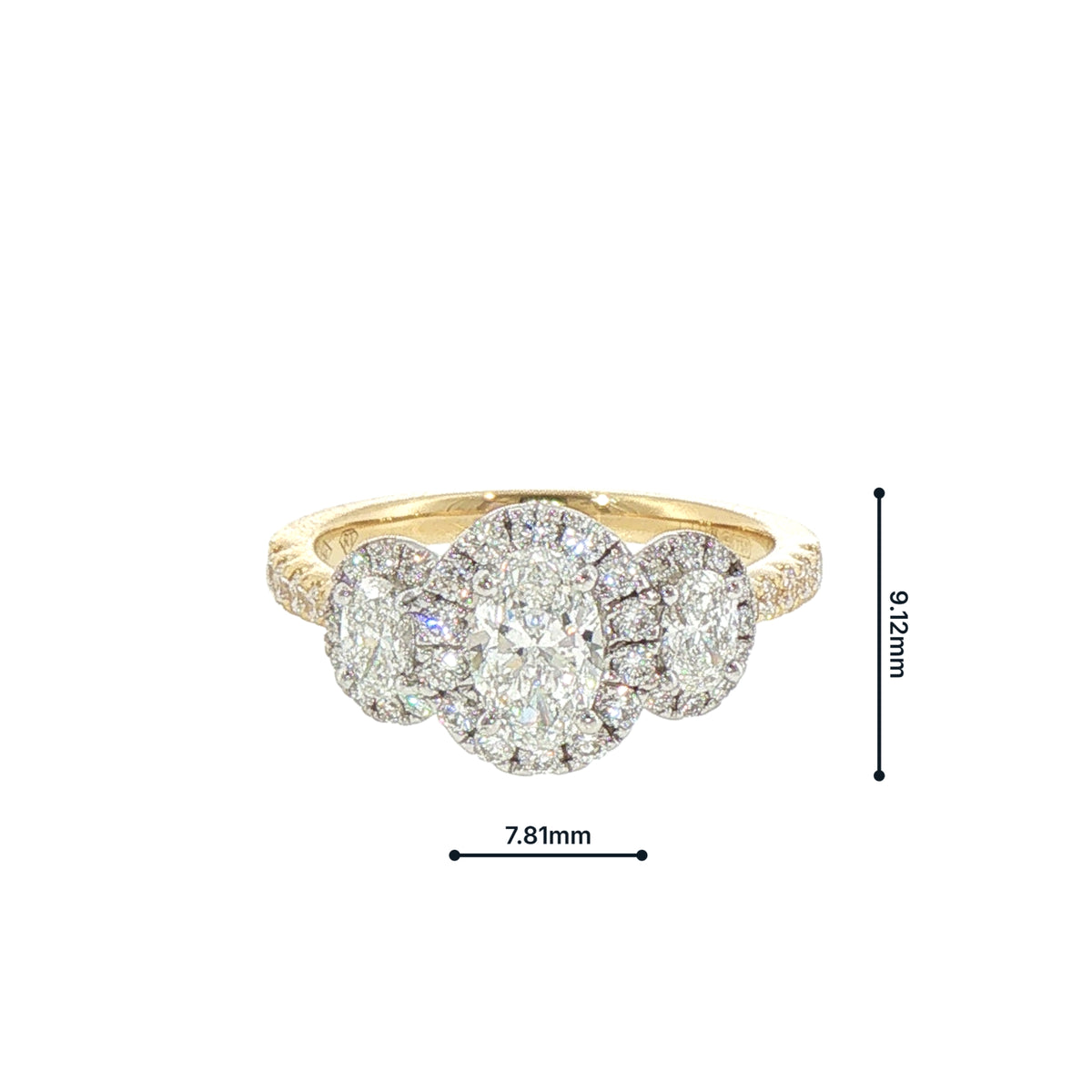 1.20ct Oval Natural Diamond Halo Engagement Ring in 18ct Yellow Gold