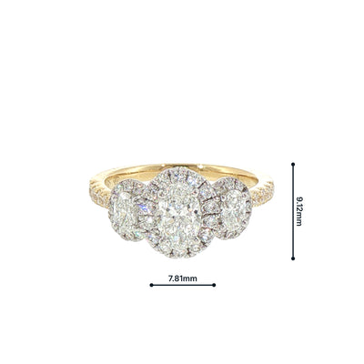1.20ct Oval Natural Diamond Halo Engagement Ring in 18ct Yellow Gold