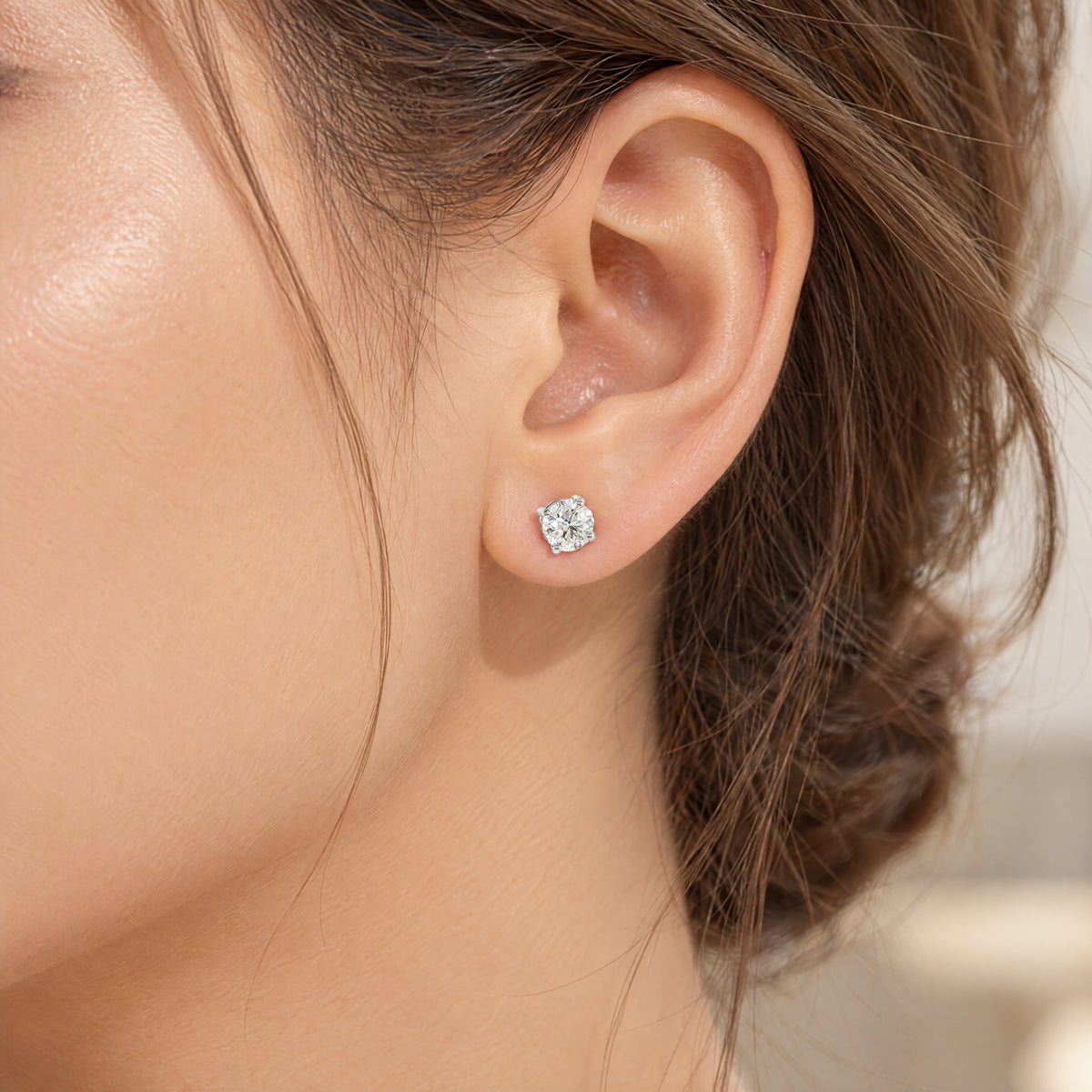 Natural Diamond Stud Earrings in 18ct White Gold