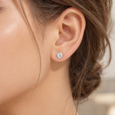 Natural Diamond Stud Earrings in 18ct White Gold