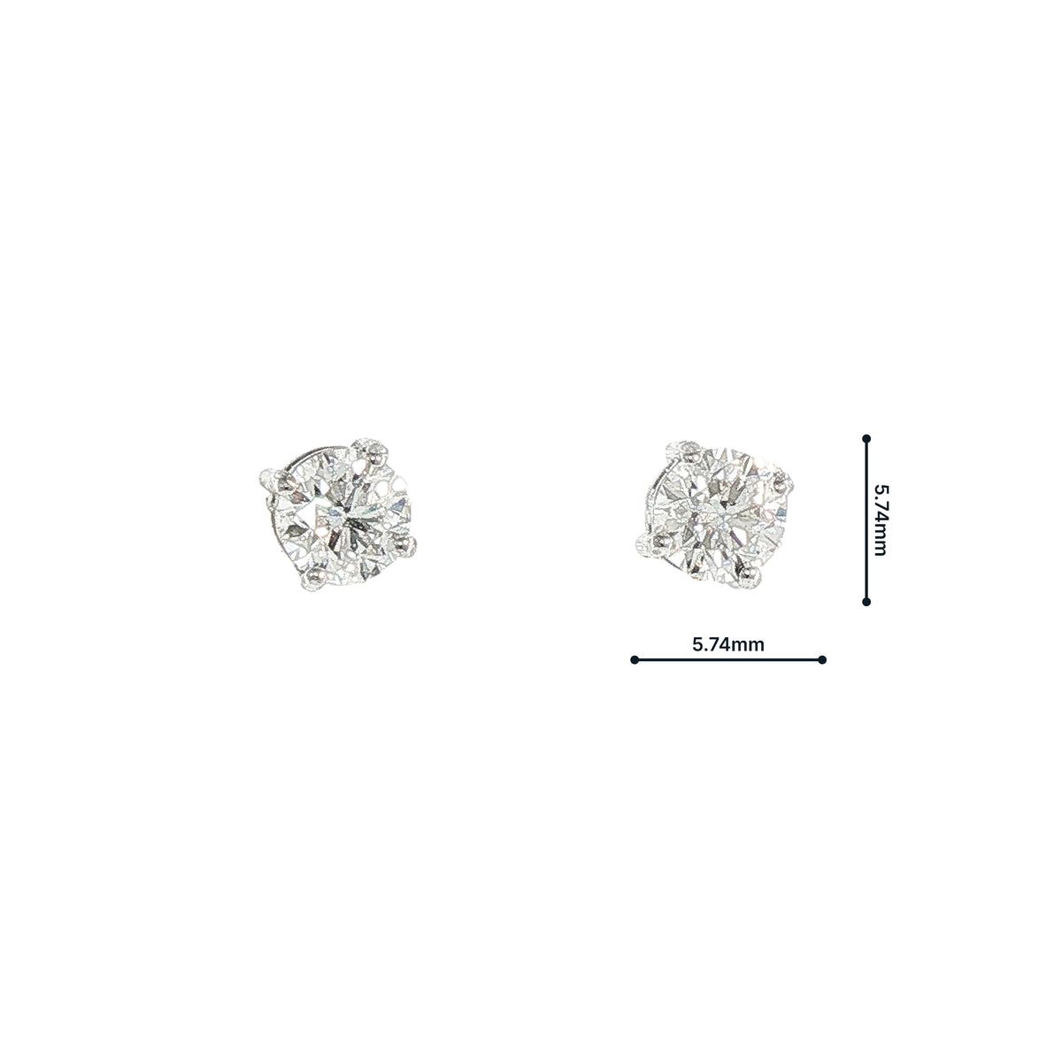 Natural Diamond Stud Earrings in 18ct White Gold