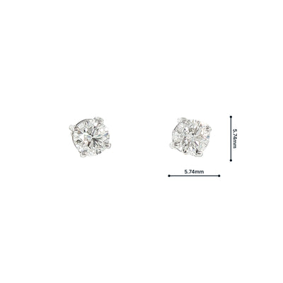 Natural Diamond Stud Earrings in 18ct White Gold