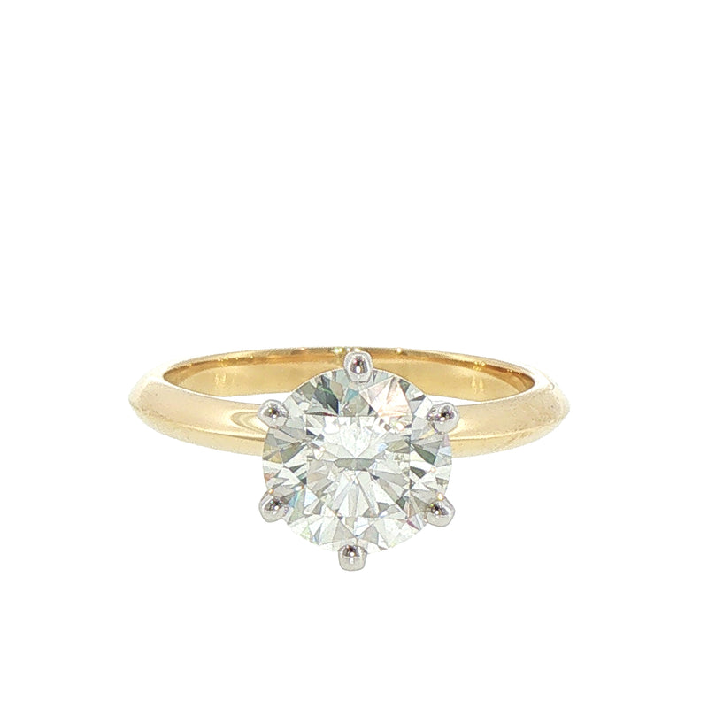 2.01ct Round Solitaire Six Claw Engagement Ring in 18ct Yellow Gold