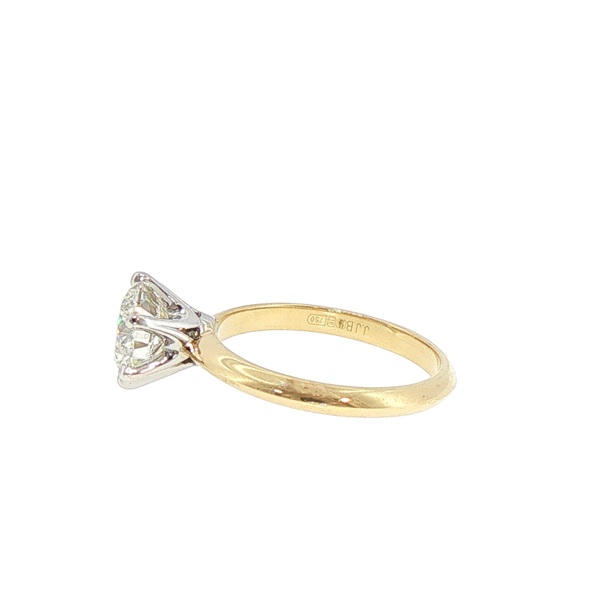 2.01ct Round Solitaire Six Claw Engagement Ring in 18ct Yellow Gold