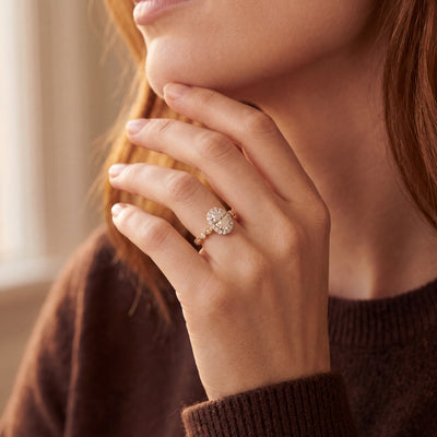 1.15ct Oval Halo Solitaire with Side Natural Diamonds Engagement Ring in 18ct Yellow Gold