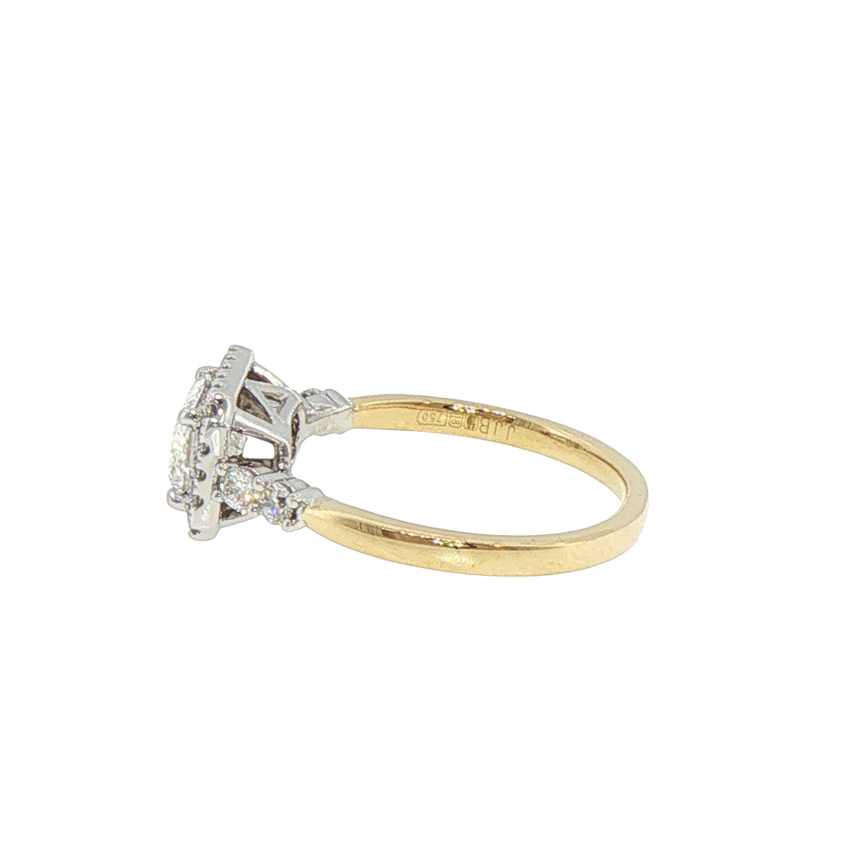1.29ct Natural Diamond Emerald Cut Engagement Ring With Side Stones in 18ct Yellow Gold