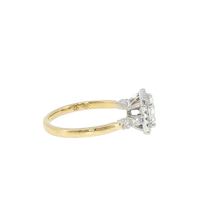 1.29ct Natural Diamond Emerald Cut Engagement Ring With Side Stones in 18ct Yellow Gold