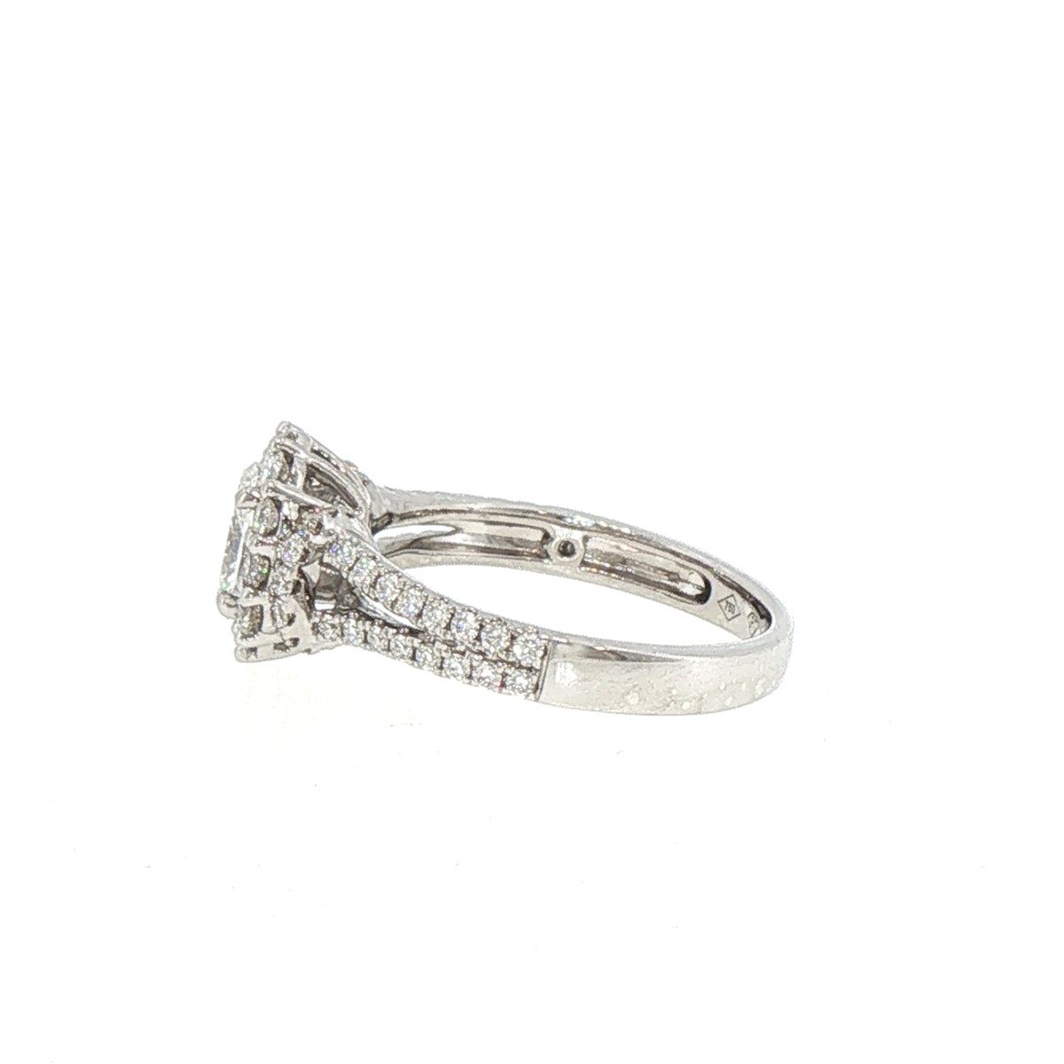 1.17ct Natural Diamond Oval Cut Halo Split Solitaire Engagement Ring in 18ct White Gold