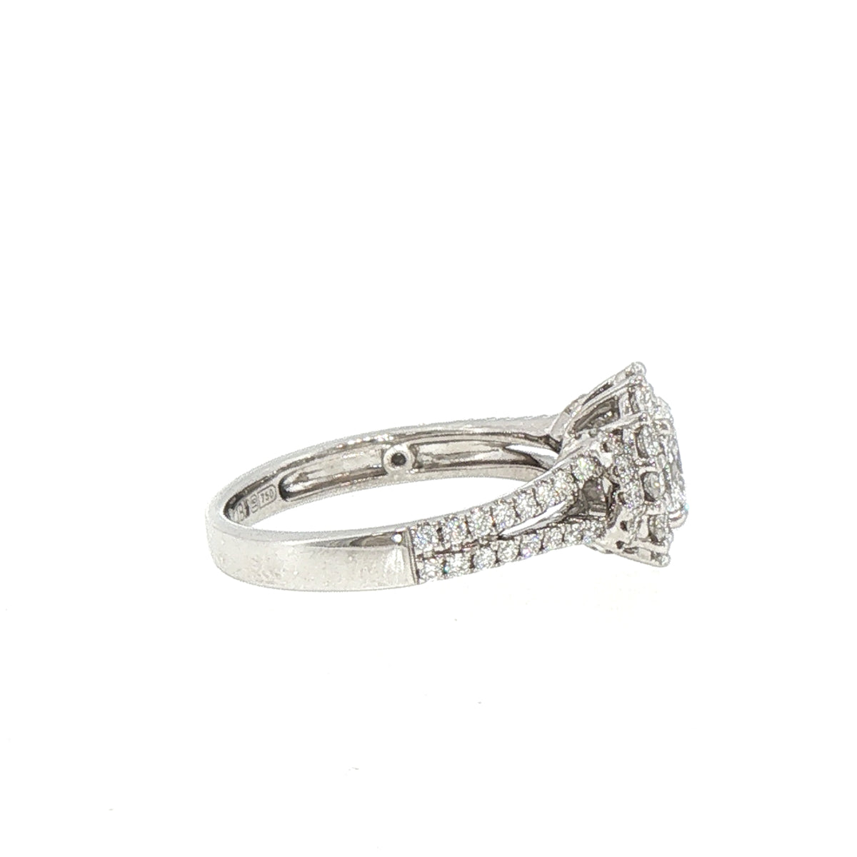 1.17ct Natural Diamond Oval Cut Halo Split Solitaire Engagement Ring in 18ct White Gold