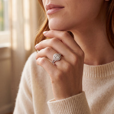 1.17ct Natural Diamond Oval Cut Halo Split Solitaire Engagement Ring in 18ct White Gold