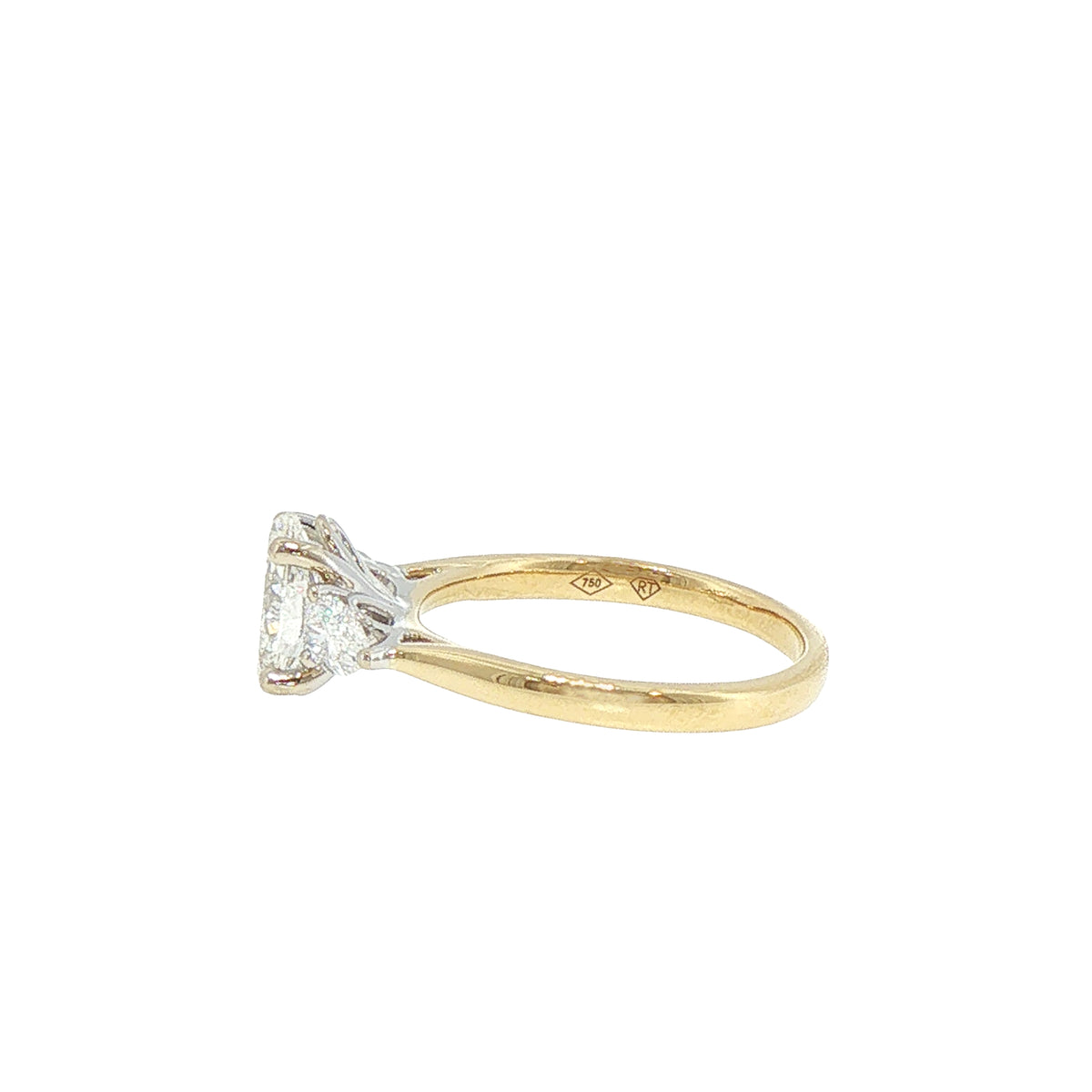 1.40ct Natural Diamond Oval Solitaire with Pear Shape Engagement Ring in 18ct Yellow Gold