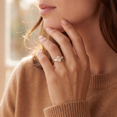 1.40ct Natural Diamond Oval Solitaire with Pear Shape Engagement Ring in 18ct Yellow Gold