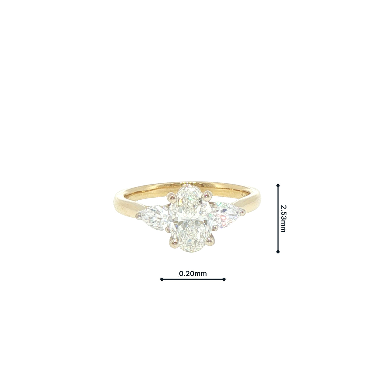 1.40ct Natural Diamond Oval Solitaire with Pear Shape Engagement Ring in 18ct Yellow Gold