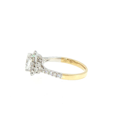 1.34ct Natural Diamond Oval Solitaire Engagement Ring with Side Stones in 18ct Yellow Gold