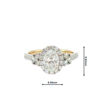 1.34ct Natural Diamond Oval Solitaire Engagement Ring with Side Stones in 18ct Yellow Gold