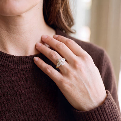 1.34ct Natural Diamond Oval Solitaire Engagement Ring with Side Stones in 18ct Yellow Gold