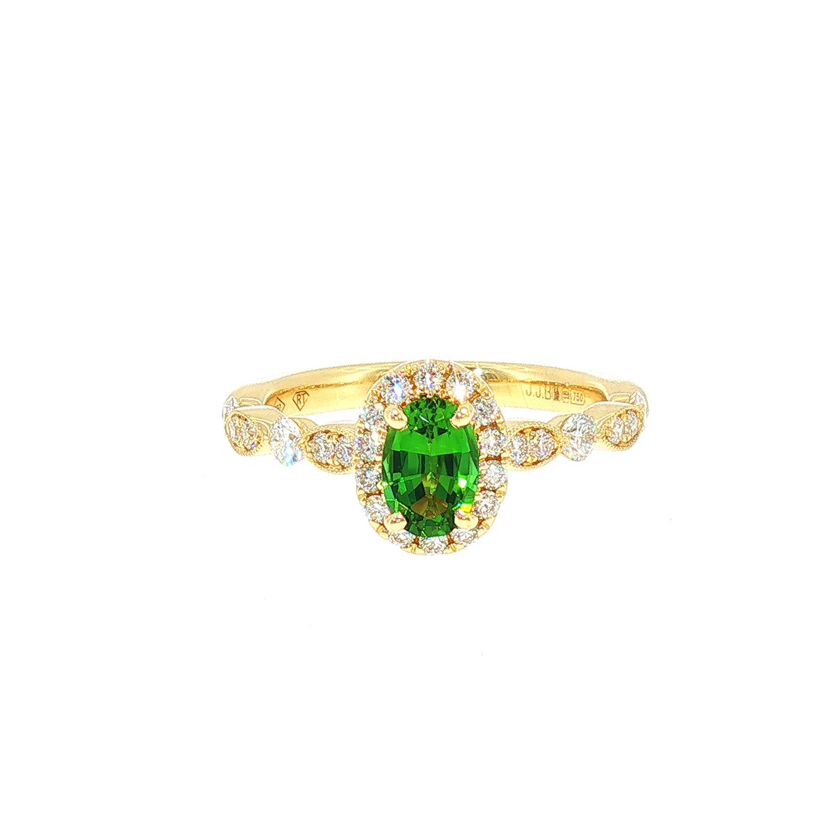 Natural Chrome Tourmaline and Diamond Dress Ring in 18ct Yellow Gold