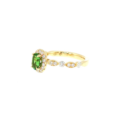 Natural Chrome Tourmaline and Diamond Dress Ring in 18ct Yellow Gold