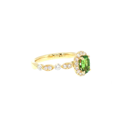 Natural Chrome Tourmaline and Diamond Dress Ring in 18ct Yellow Gold