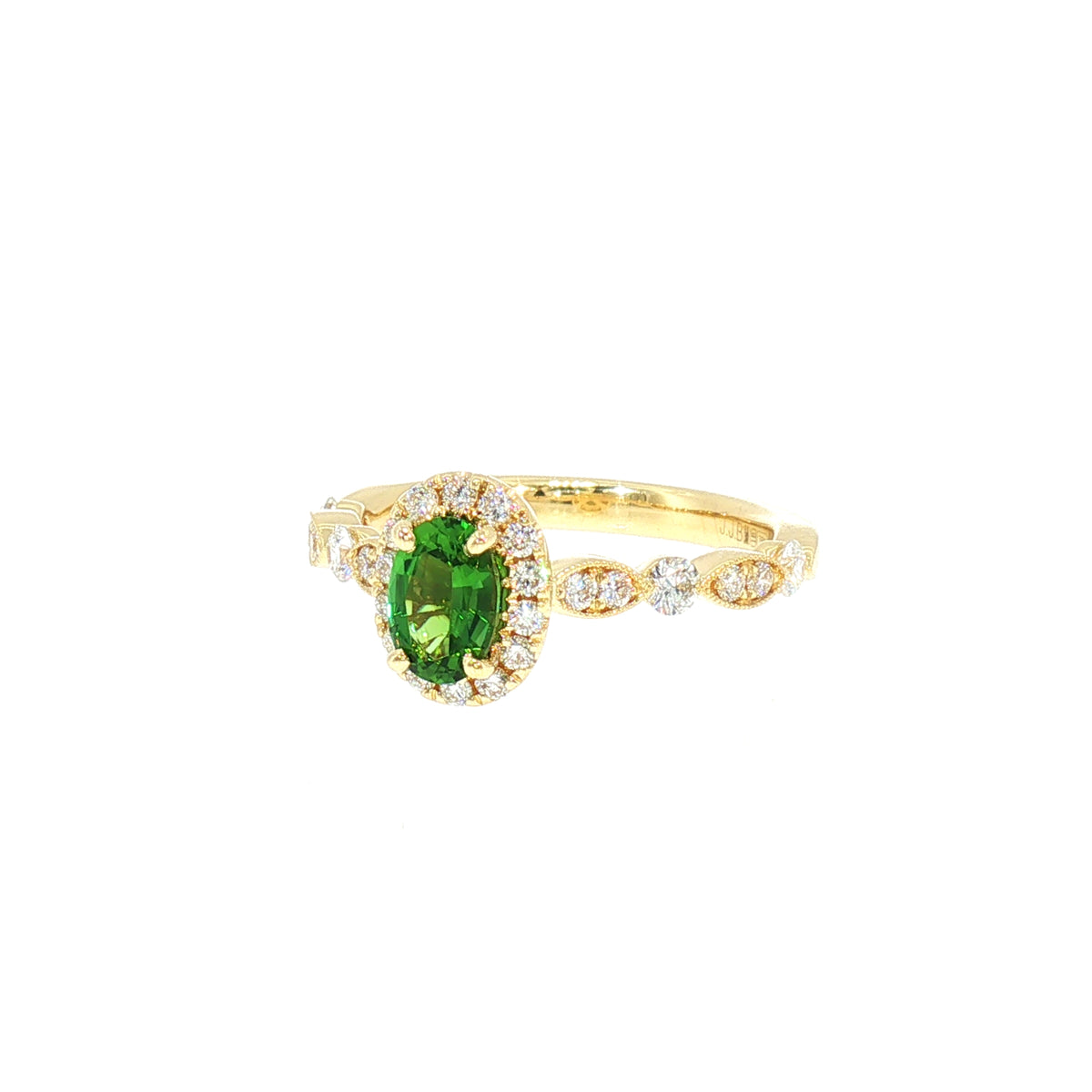 Natural Chrome Tourmaline and Diamond Dress Ring in 18ct Yellow Gold