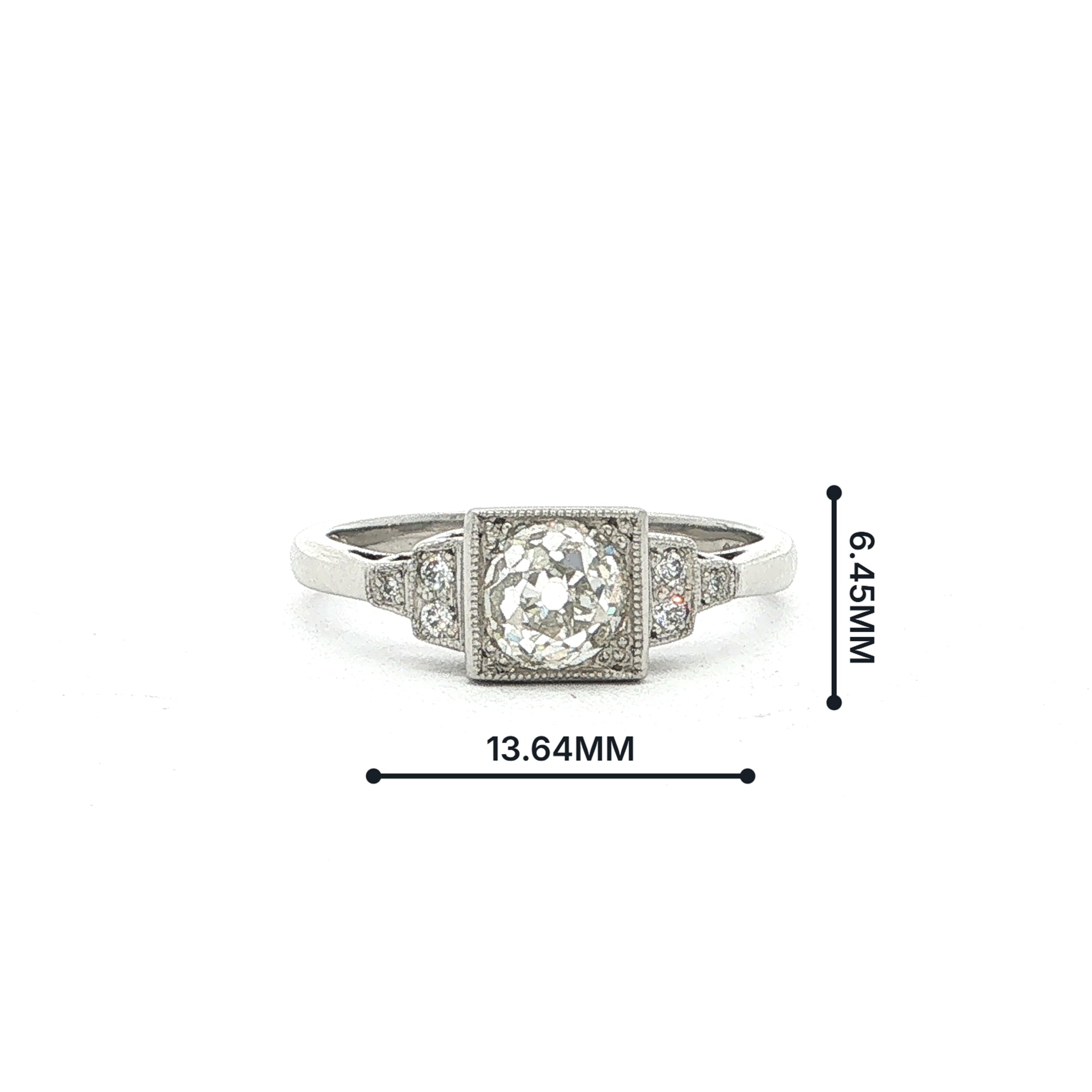 Vintage Platinum Box Set Natural Diamond Solitaire Ring