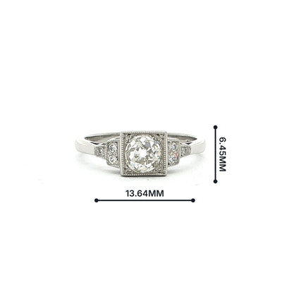 Vintage Platinum Box Set Natural Diamond Solitaire Ring