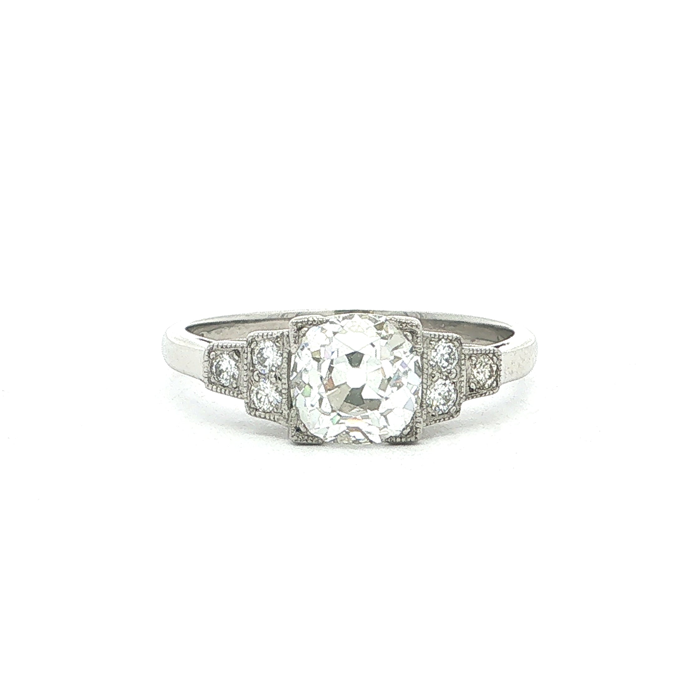 Vintage GIA Certified Art Deco Style Natural Diamond Engagement Ring in Platinum
