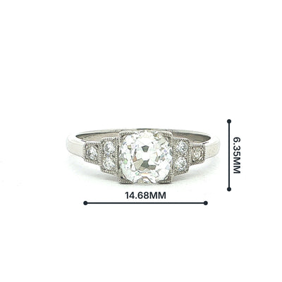 Vintage GIA Certified Art Deco Style Natural Diamond Engagement Ring in Platinum