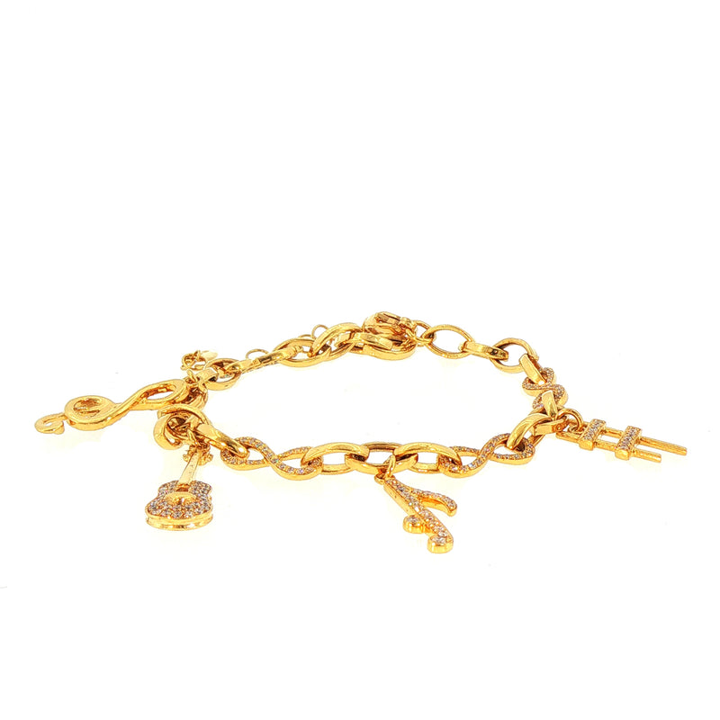18.8g Preloved Diamond Set Music Themed Charm Bracelet Total Weight In 18ct Yellow Gold