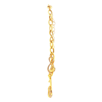 18.8g Preloved Diamond Set Music Themed Charm Bracelet Total Weight In 18ct Yellow Gold