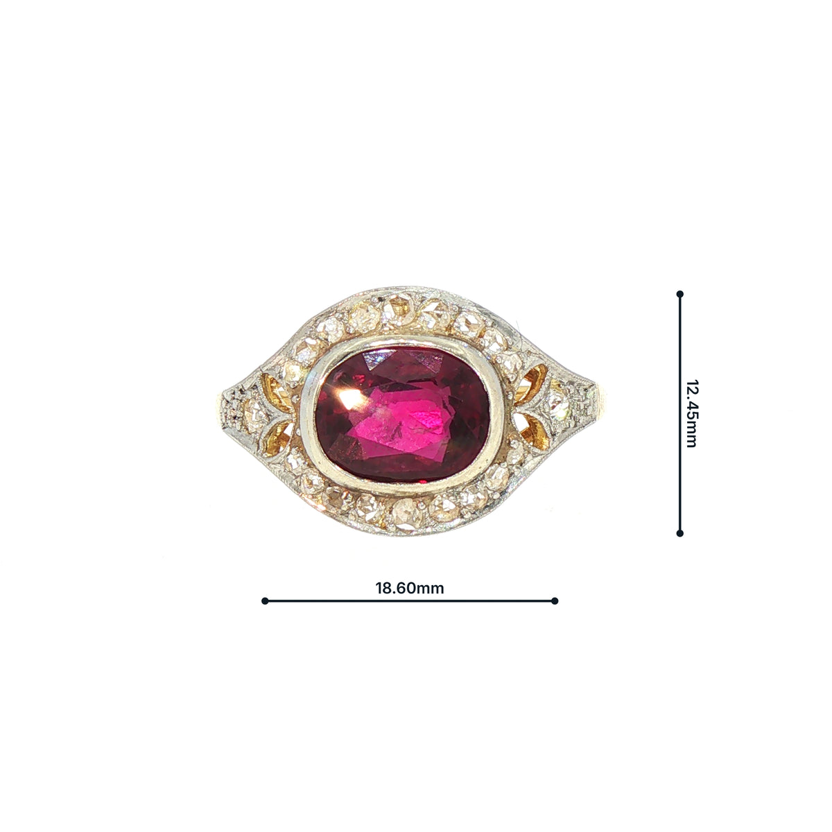 Vintage Natural Ruby and Diamond Dress Ring in 18ct Yellow Gold