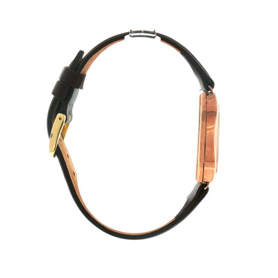 Vintage Gents 1943 Art Deco Watch on Brown Leather Strap in 9ct Rose Gold