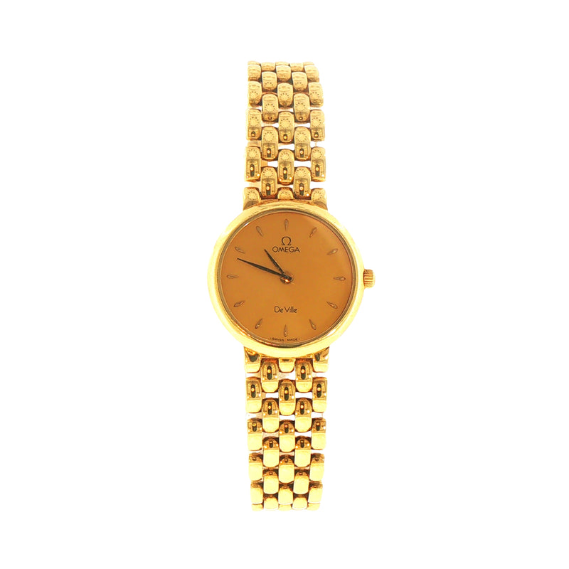 1995 Ladies 18ct Yellow Gold Omega De Ville Wristwatch with Gold Dial