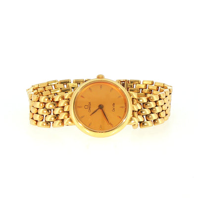 1995 Ladies 18ct Yellow Gold Omega De Ville Wristwatch with Gold Dial