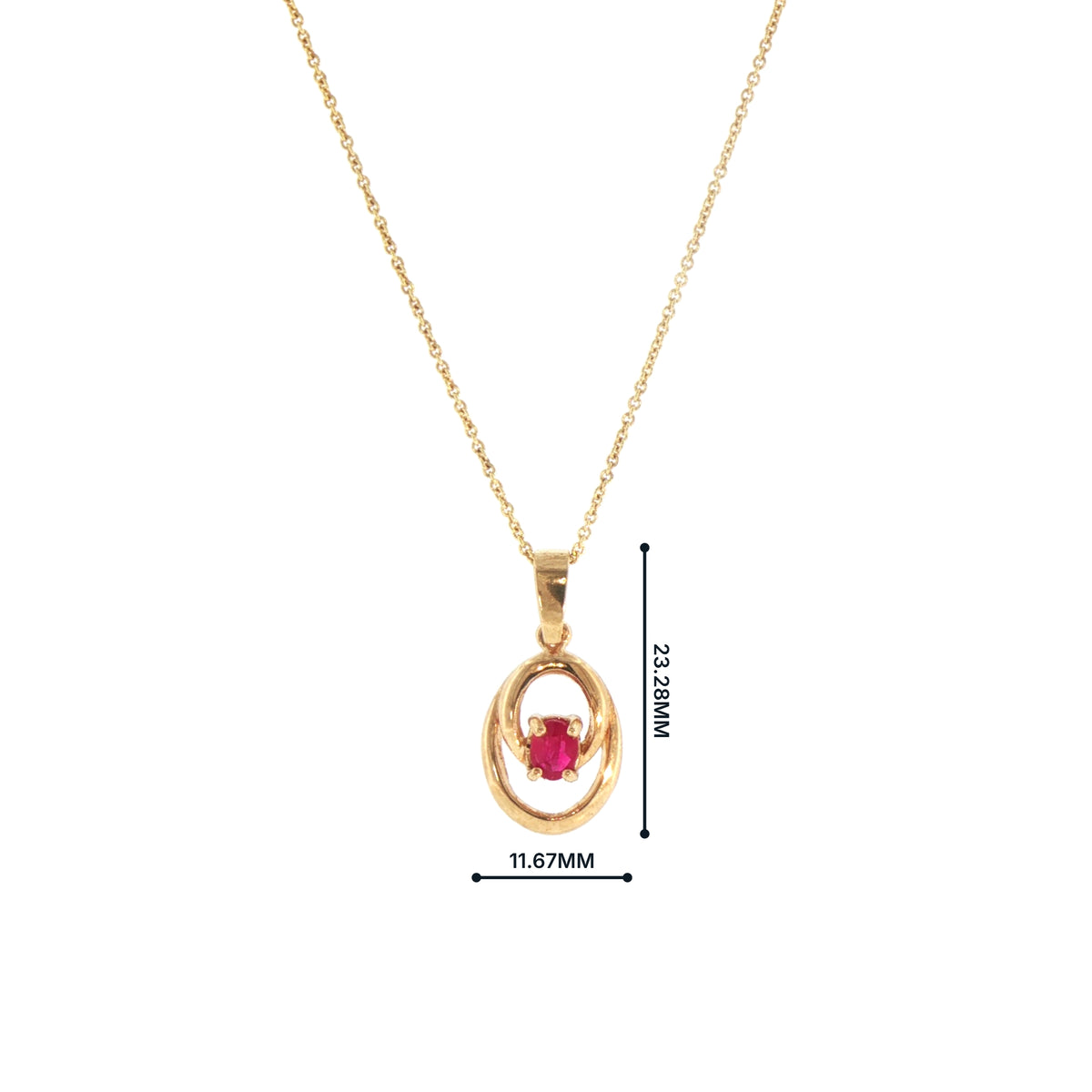 Oval Ruby Pendant in 9ct Yellow Gold