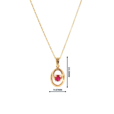 Oval Ruby Pendant in 9ct Yellow Gold