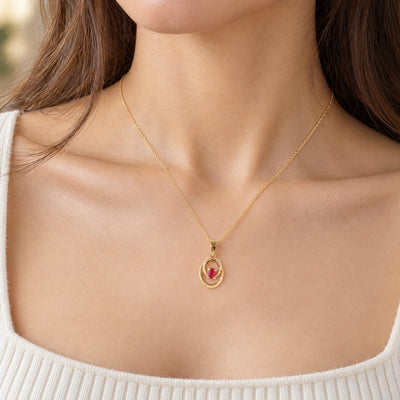 Oval Ruby Pendant in 9ct Yellow Gold