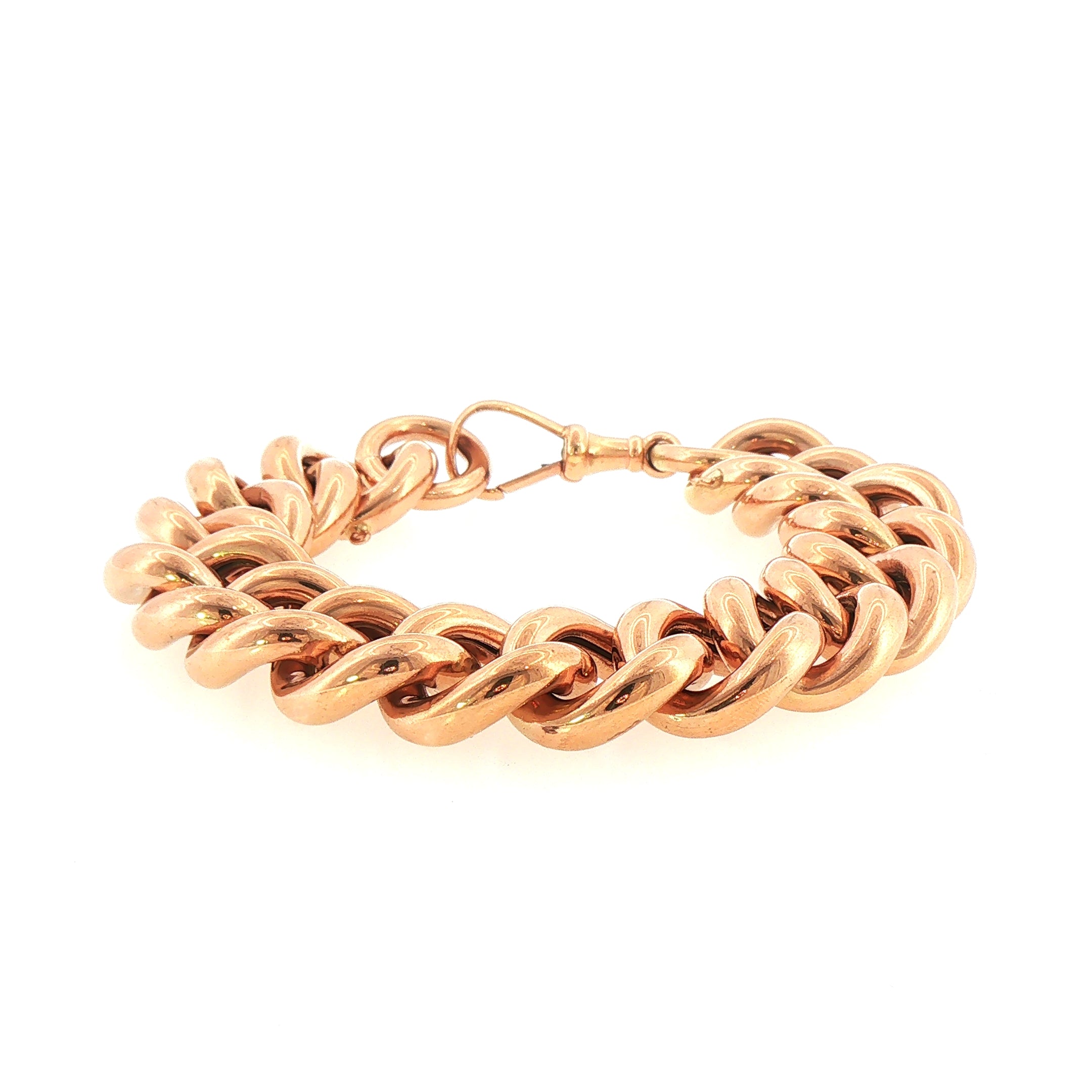 96.53g Large Curb Link  Bracelet with Swivel Catch in 9ct Rose Gold