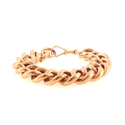 96.53g Large Curb Link  Bracelet with Swivel Catch in 9ct Rose Gold