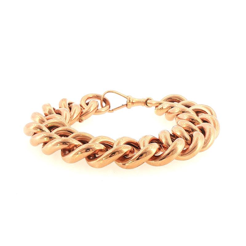 96.53g Large Curb Link  Bracelet with Swivel Catch in 9ct Rose Gold