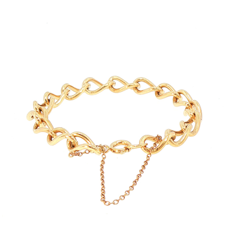 Vintage Oval Curb Bracelet with clasp in 9ct Yellow Gold