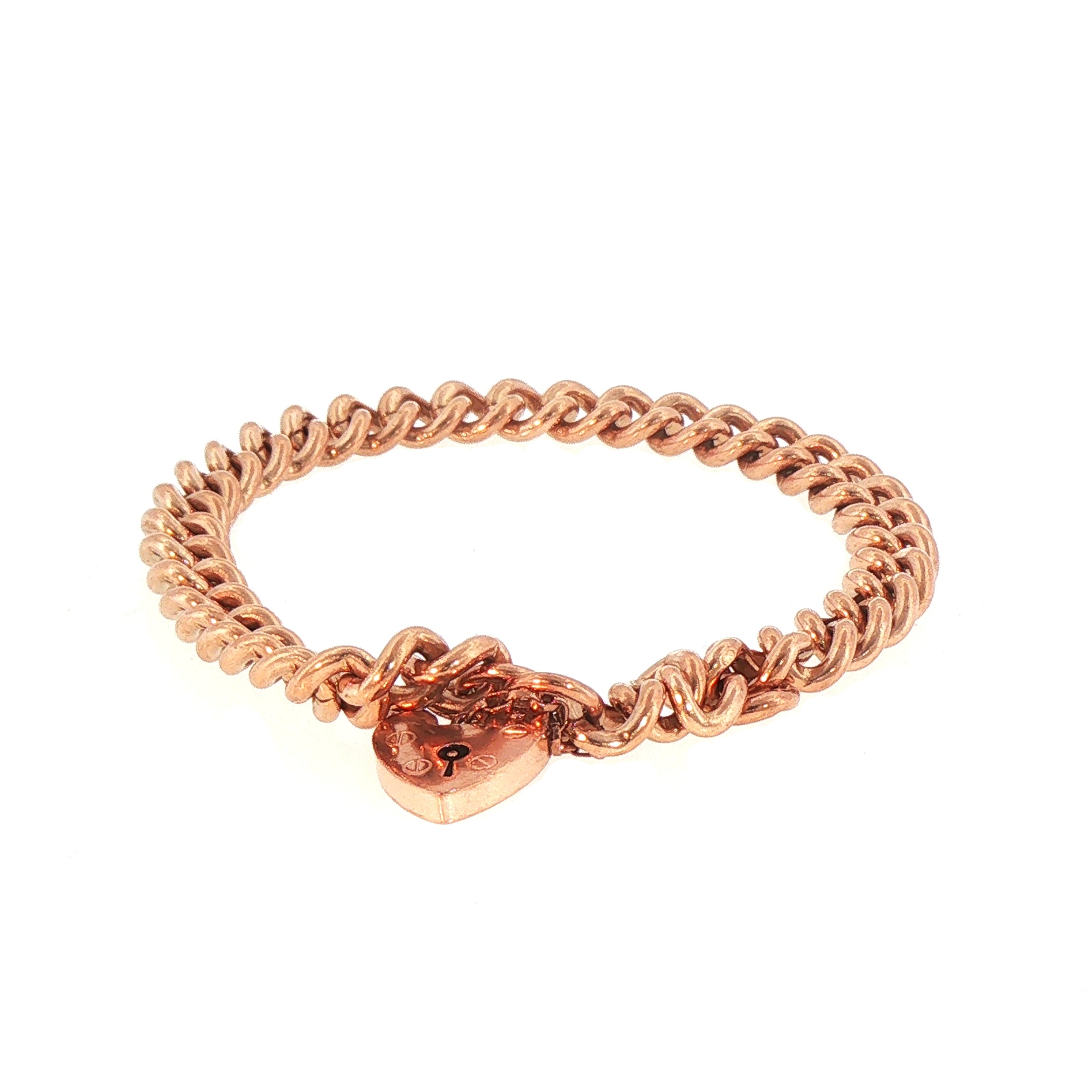 Heart Pad Lock Curb Bracelet Weighing 31.2g in 9ct Rose Gold