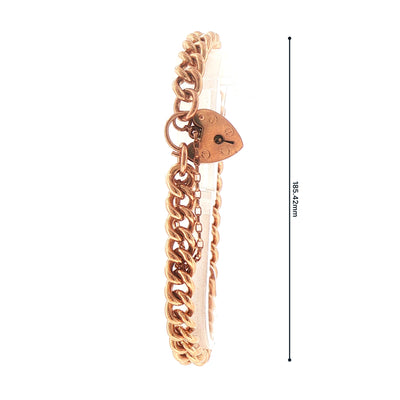 Heart Pad Lock Curb Bracelet Weighing 31.2g in 9ct Rose Gold