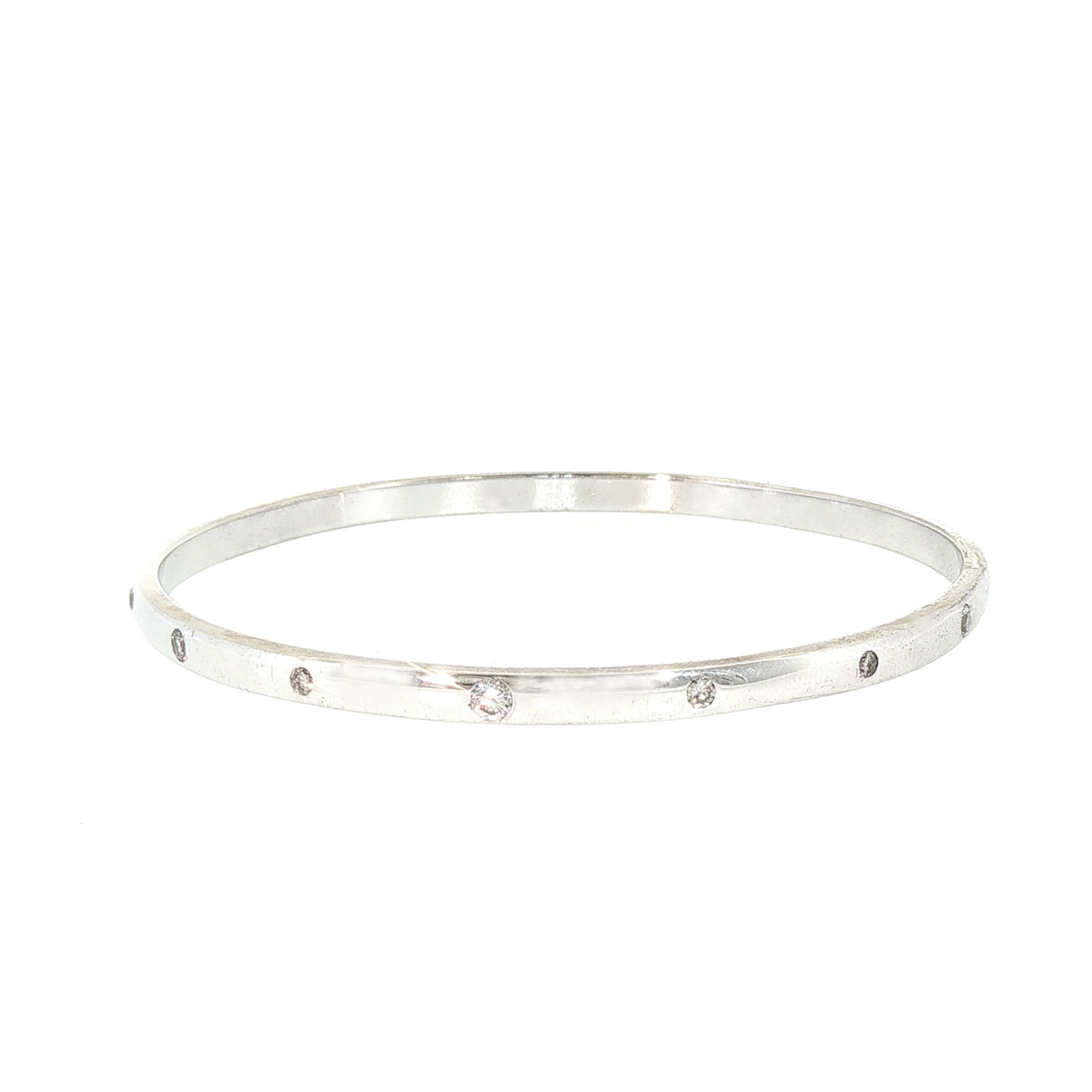 27.3g Solid Bangle 0.88ct Natural Diamond in 9ct White Gold